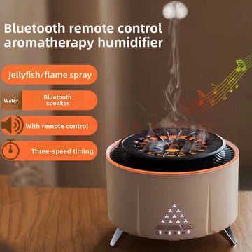 zensoullab Creative Flame Aromatherapy Diffuser White Noise Volcanic Lava Humidifier Desktop Simulation Jellyfish Smoke Ring Diffuser