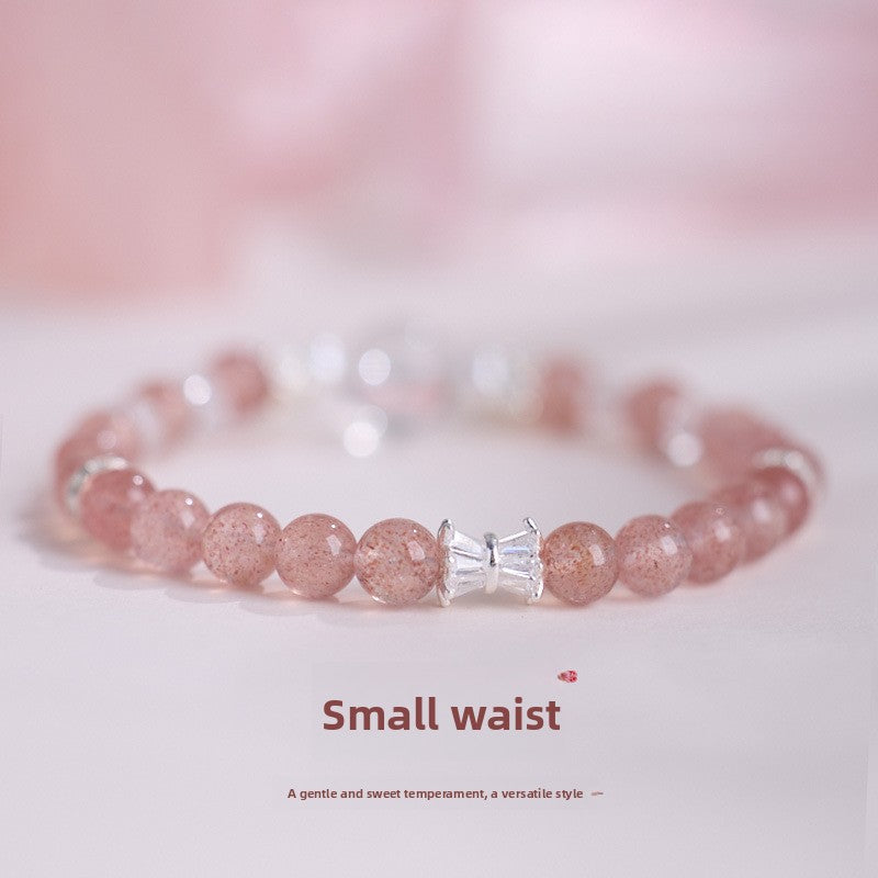 zensoullab8MM Strawberry Crystal Bracelet Peach Blossom Fashion Women's Bracelet Pearl Small Waist Crystal Bracelet
