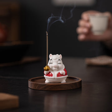 zensoullab Creative Ceramic Little Fortune Horse Incense Burner Cute Incense Holder Incense Stand Incense Tray Year of the Horse Mascot Aromatherapy Burner Incense Ceremony Ornament