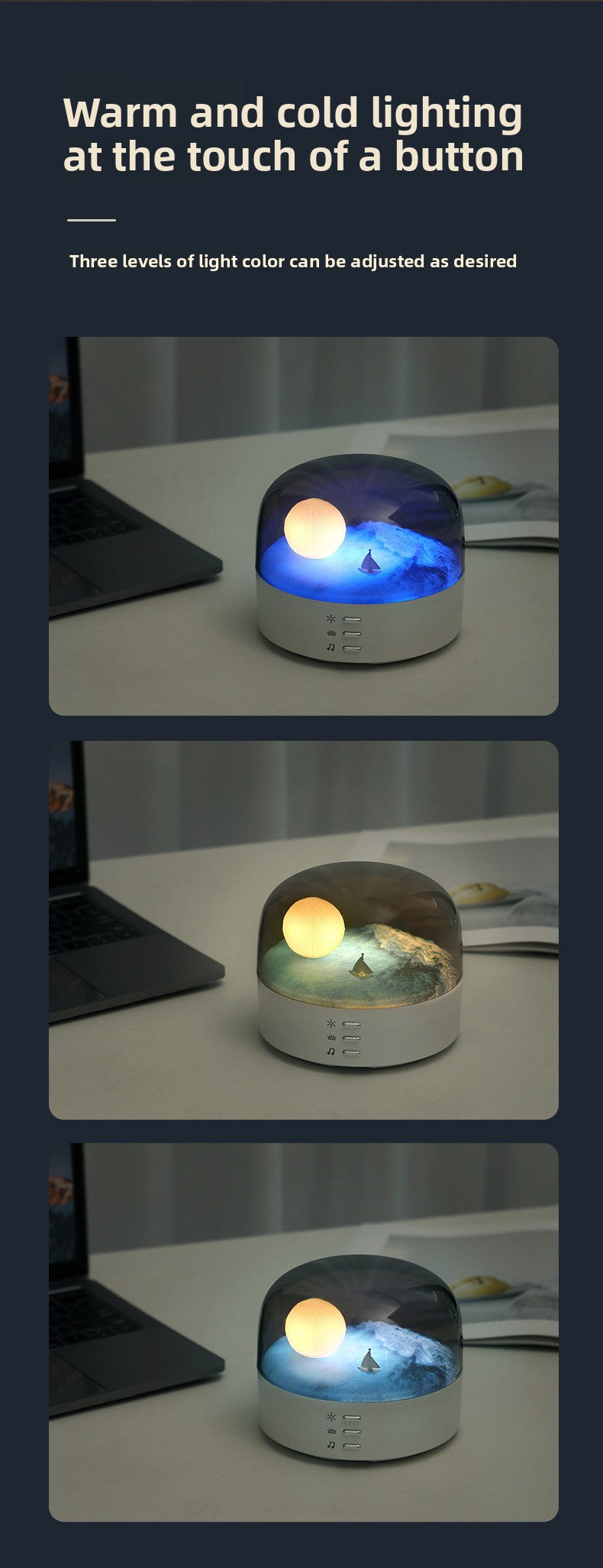 zensoullab Creative Crescent Bluetooth Speaker Night Light Multi-Functional Warm and Cool Light Bedside Stepless Dimming Minimalist Meditation Lamp