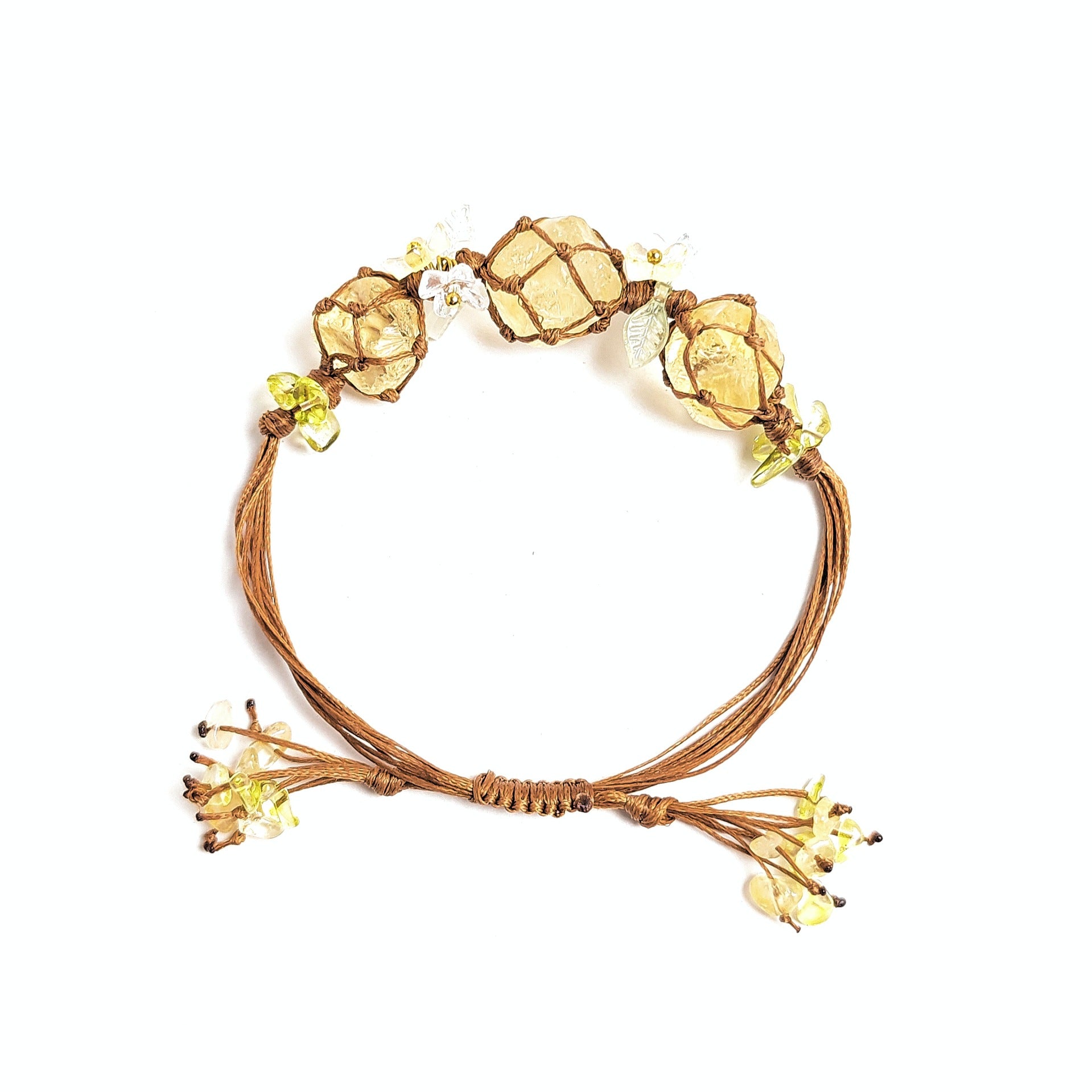 zensoullab Osmanthus Tree and Vitality Crystal Bracelet Raw Stone Woven Bracelet Fluorite Bracelet with Small Flowers