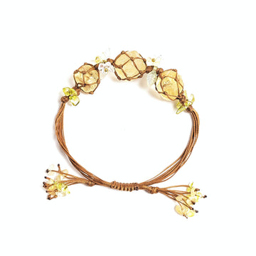 zensoullab Osmanthus Tree and Vitality Crystal Bracelet Raw Stone Woven Bracelet Fluorite Bracelet with Small Flowers