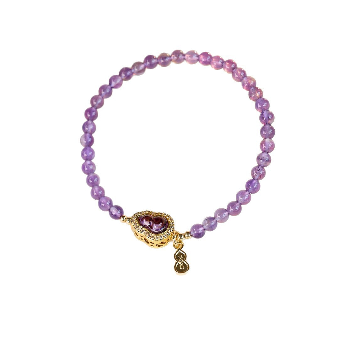 zensoullab Natural Amethyst Bracelet for Women Nine Purple Fire Gourd New Chinese Style National Style Bracelet High-end Crystal Bracelet