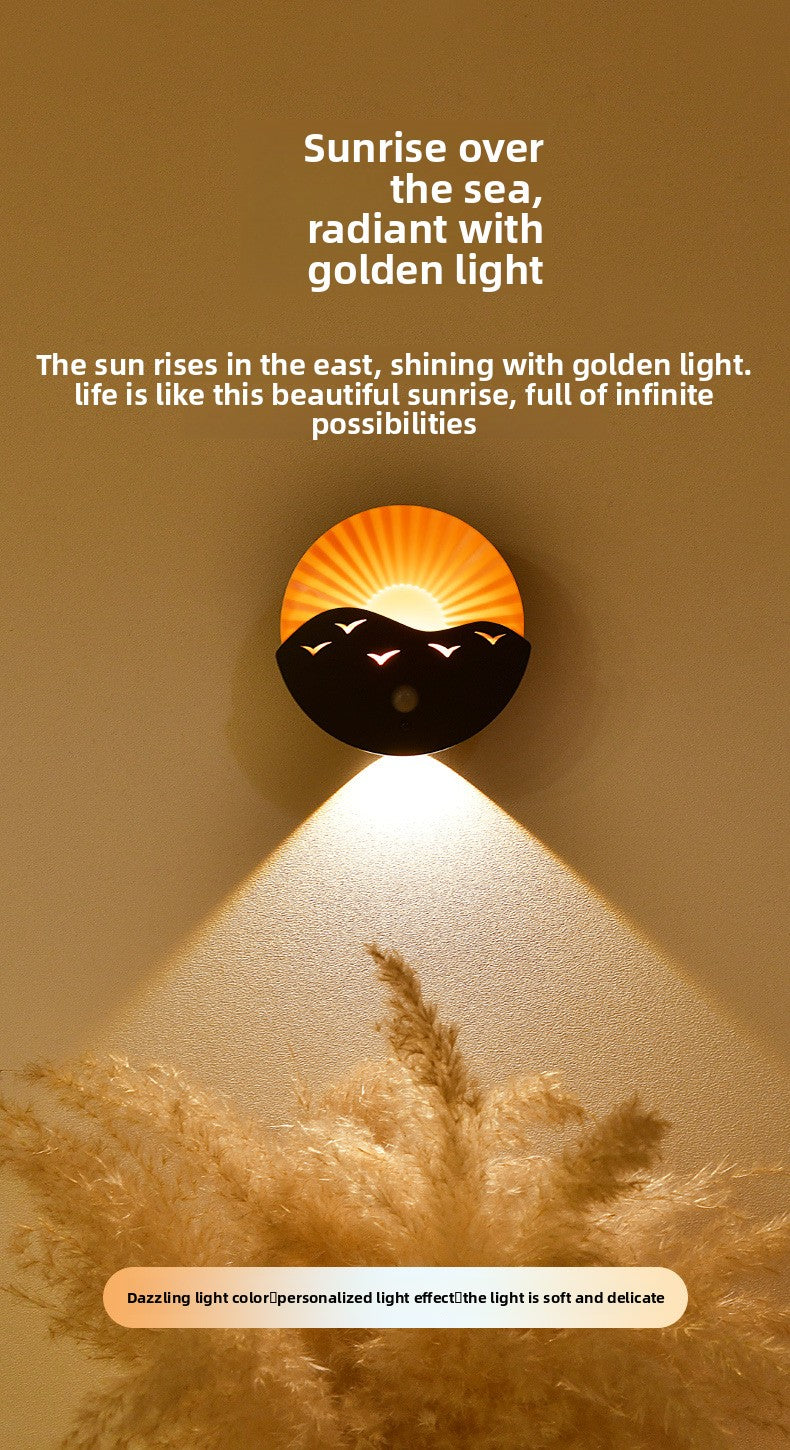 zensoullab Sunrise on the Sea Human Body Sensor Lamp USB Charging Magnetic Wall Lamp Remote Control Timer Stepless Dimming LED Night Light