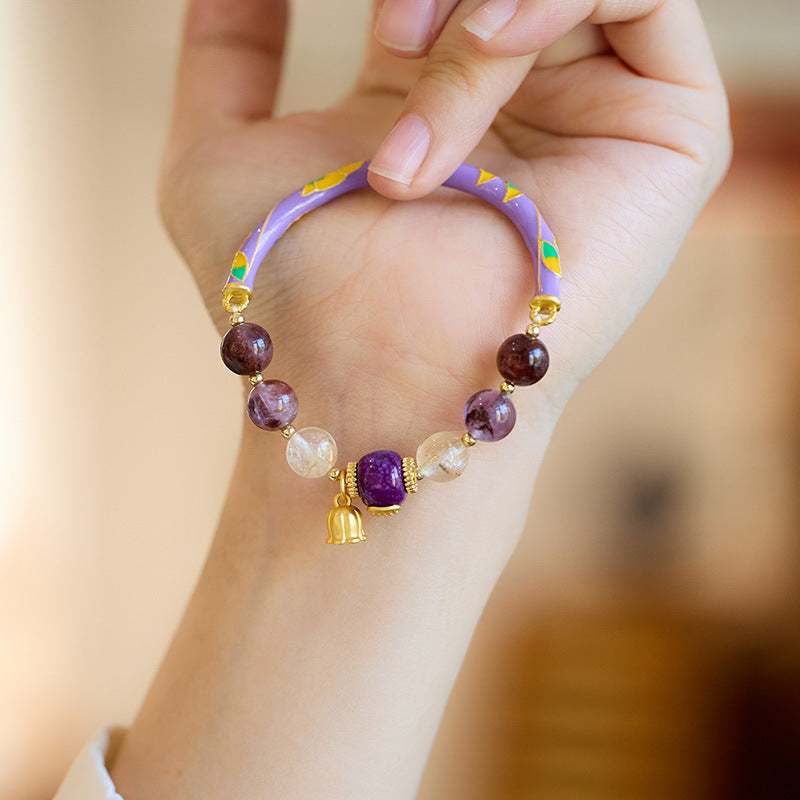 zensoullab Natural Purple Phantom Crystal Bracelet for Women Purple Lily Half Bracelet Nine Purple Fire Half Chain