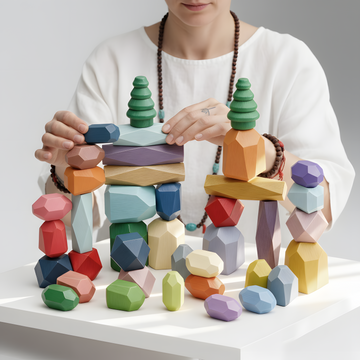 Mindful Stacking Stones – Solid Wood Zen Desk Décor | 3–10 Minute Visual Focus Practice (14+)