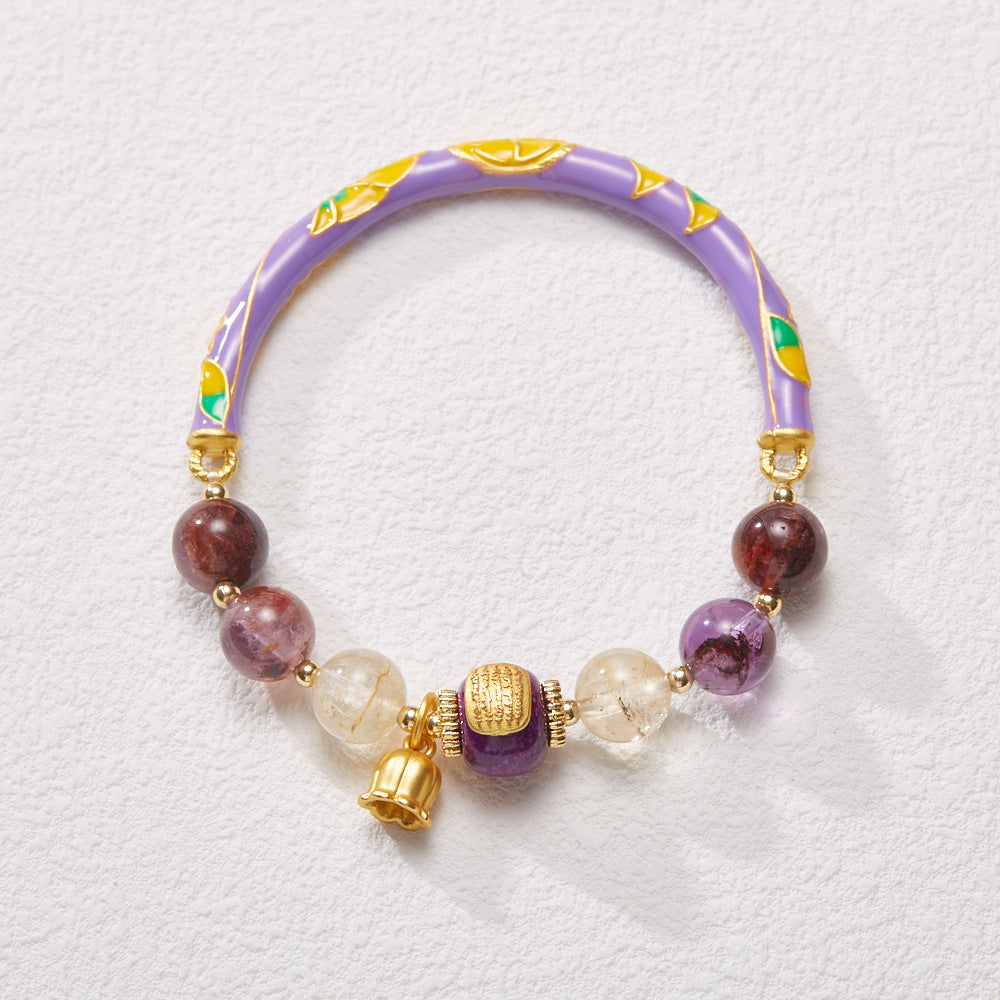 zensoullab Natural Purple Phantom Crystal Bracelet for Women Purple Lily Half Bracelet Nine Purple Fire Half Chain