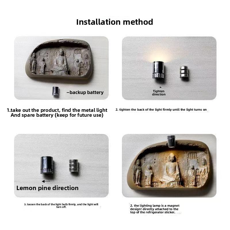 zensoullab Luoyang Longmen Grottoes Night Light Fridge Magnet Buddha Relief Magnetic Museum Cultural Creative Zen Meditation Ornament