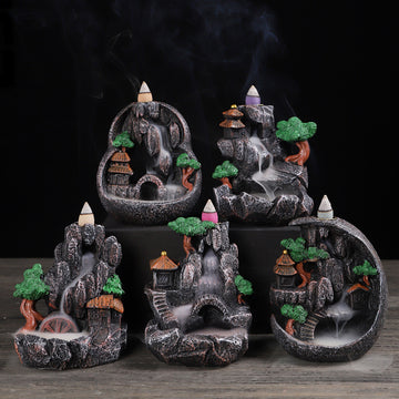 zensoullab Backflow Incense Burner Resin Home Indoor Tea Ceremony Incense Retro Creative Backflow Ornament