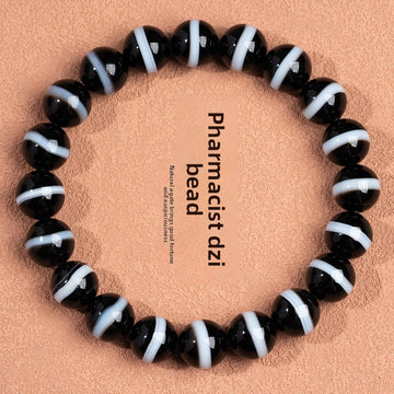 zensoullab Natural First-Line Pharmacist Dzi Bead Agate Bracelet Fashion Versatile Unisex Couple Style Single Circle Bracelet In Stock