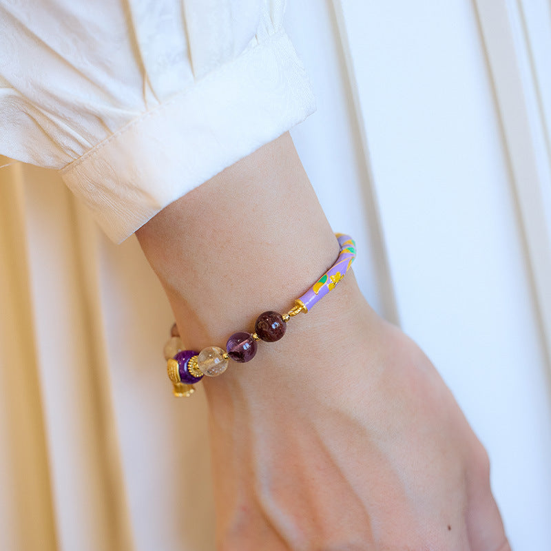 zensoullab Natural Purple Phantom Crystal Bracelet for Women Purple Lily Half Bracelet Nine Purple Fire Half Chain