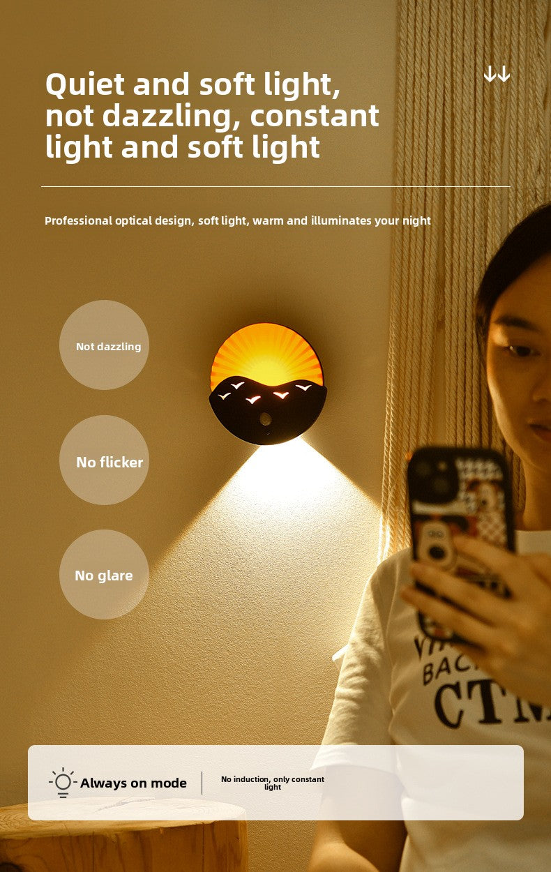 zensoullab Sunrise on the Sea Human Body Sensor Lamp USB Charging Magnetic Wall Lamp Remote Control Timer Stepless Dimming LED Night Light