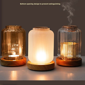 zensoullab Home Beauty Salon Glass Candle Holder Calming Aromatherapy Lamp Sandalwood Agarwood Incense Powder Incense Burner Chinese Style Candle Agarwood Lamp
