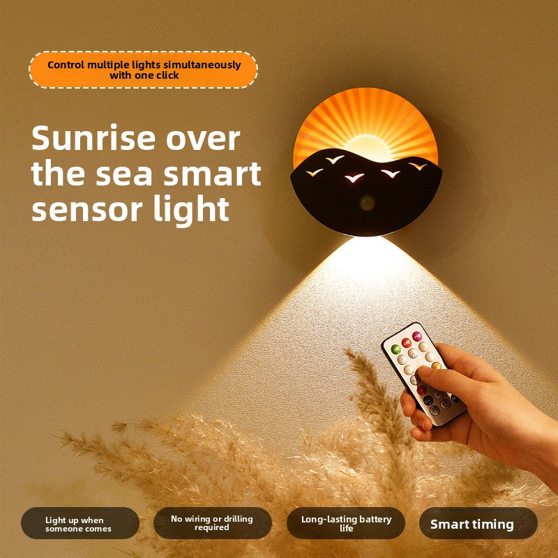 zensoullab Sunrise on the Sea Human Body Sensor Lamp USB Charging Magnetic Wall Lamp Remote Control Timer Stepless Dimming LED Night Light