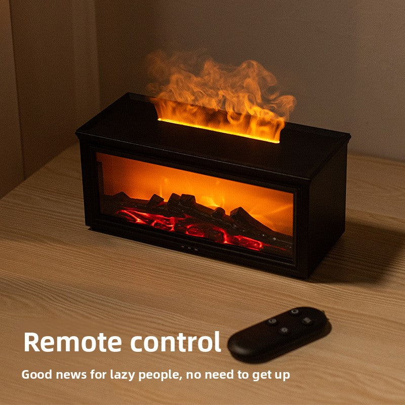 zensoullab Retro Fireplace Flame Humidifier 3D Simulation Fireplace Flame Aromatherapy Machine Home Desktop Aromatherapy Machine