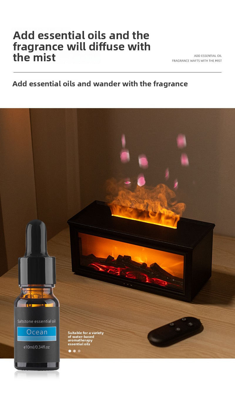 zensoullab Retro Fireplace Flame Humidifier 3D Simulation Fireplace Flame Aromatherapy Machine Home Desktop Aromatherapy Machine