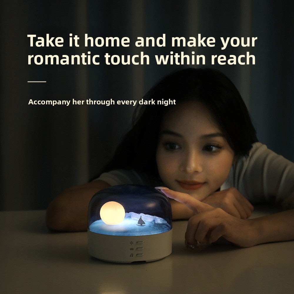 zensoullab Creative Crescent Bluetooth Speaker Night Light Multi-Functional Warm and Cool Light Bedside Stepless Dimming Minimalist Meditation Lamp