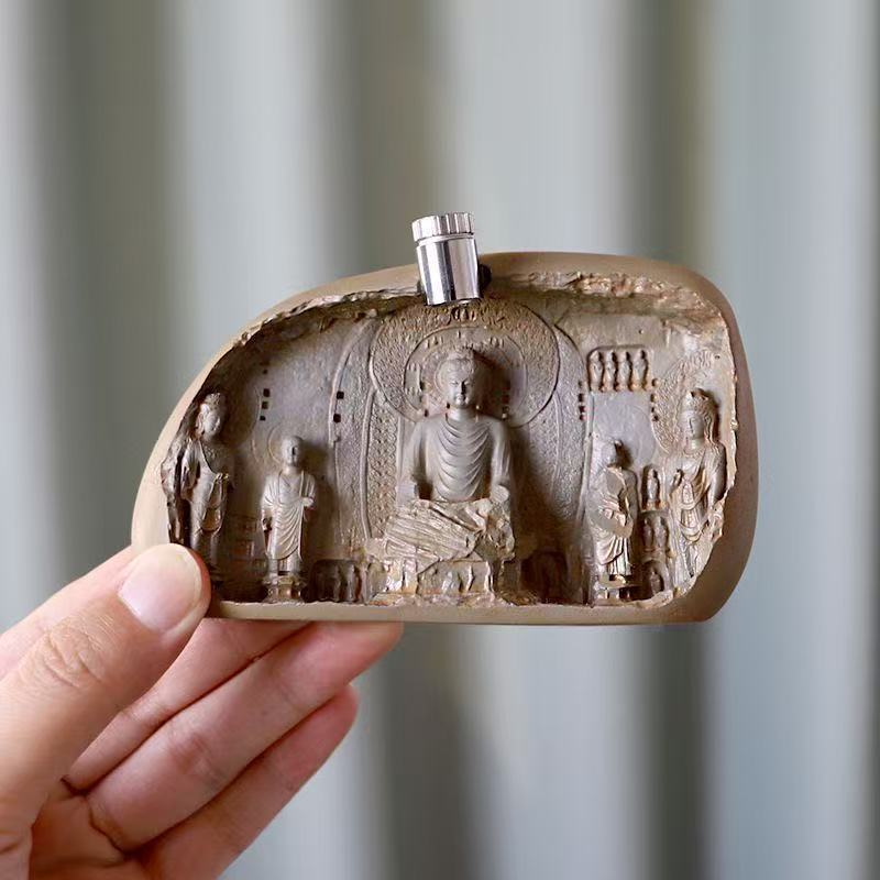 zensoullab Luoyang Longmen Grottoes Night Light Fridge Magnet Buddha Relief Magnetic Museum Cultural Creative Zen Meditation Ornament