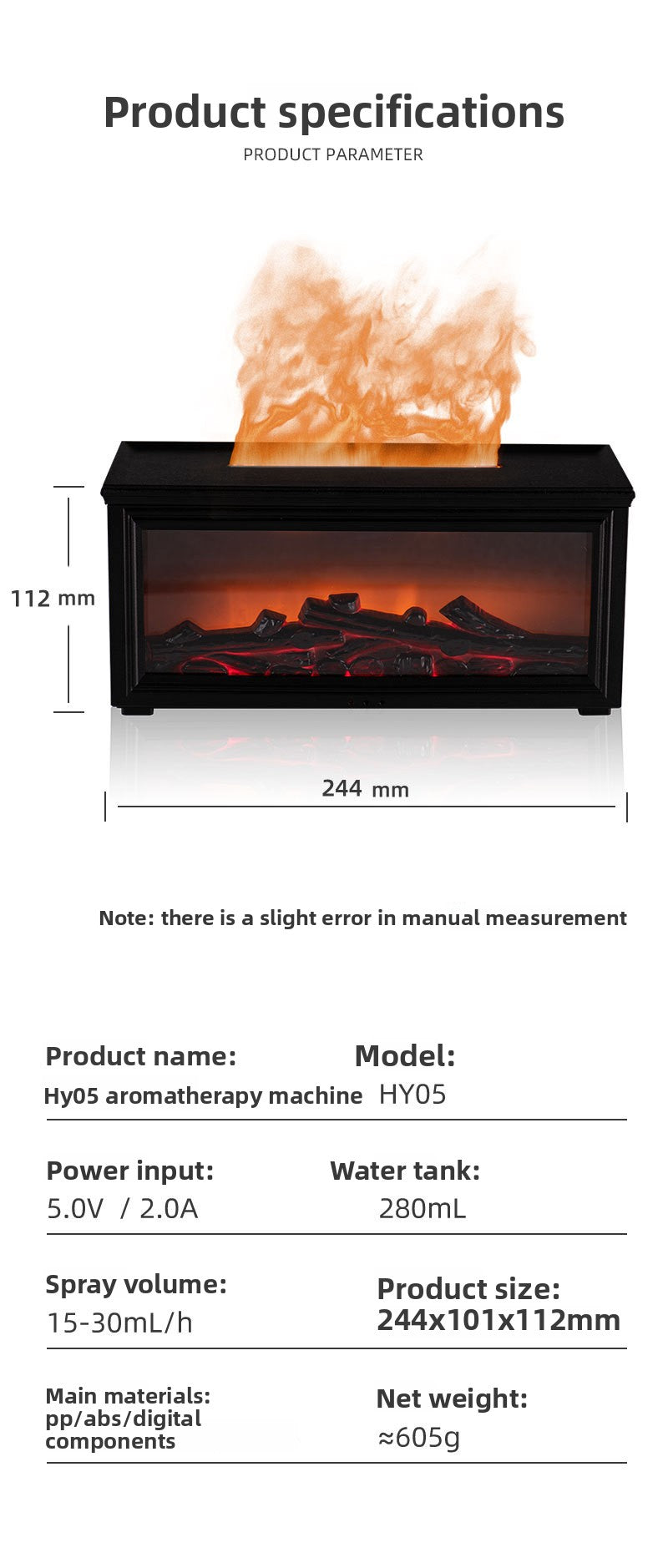 zensoullab Retro Fireplace Flame Humidifier 3D Simulation Fireplace Flame Aromatherapy Machine Home Desktop Aromatherapy Machine