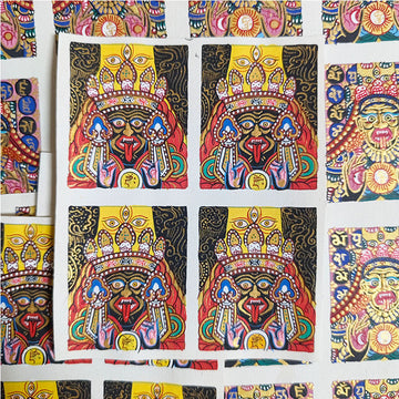zensoullab Nepal Full Hand-Painted Zakiram Small Thangka Tibetan Female God of Wealth Thangka Pendant Tibetan Kaga U Box Painting Core