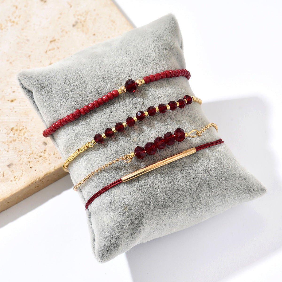 zensoullab Bohemian Vacation Style Glass Crystal Beaded Bracelet for Women Ethnic Style Stackable Elastic Bracelet