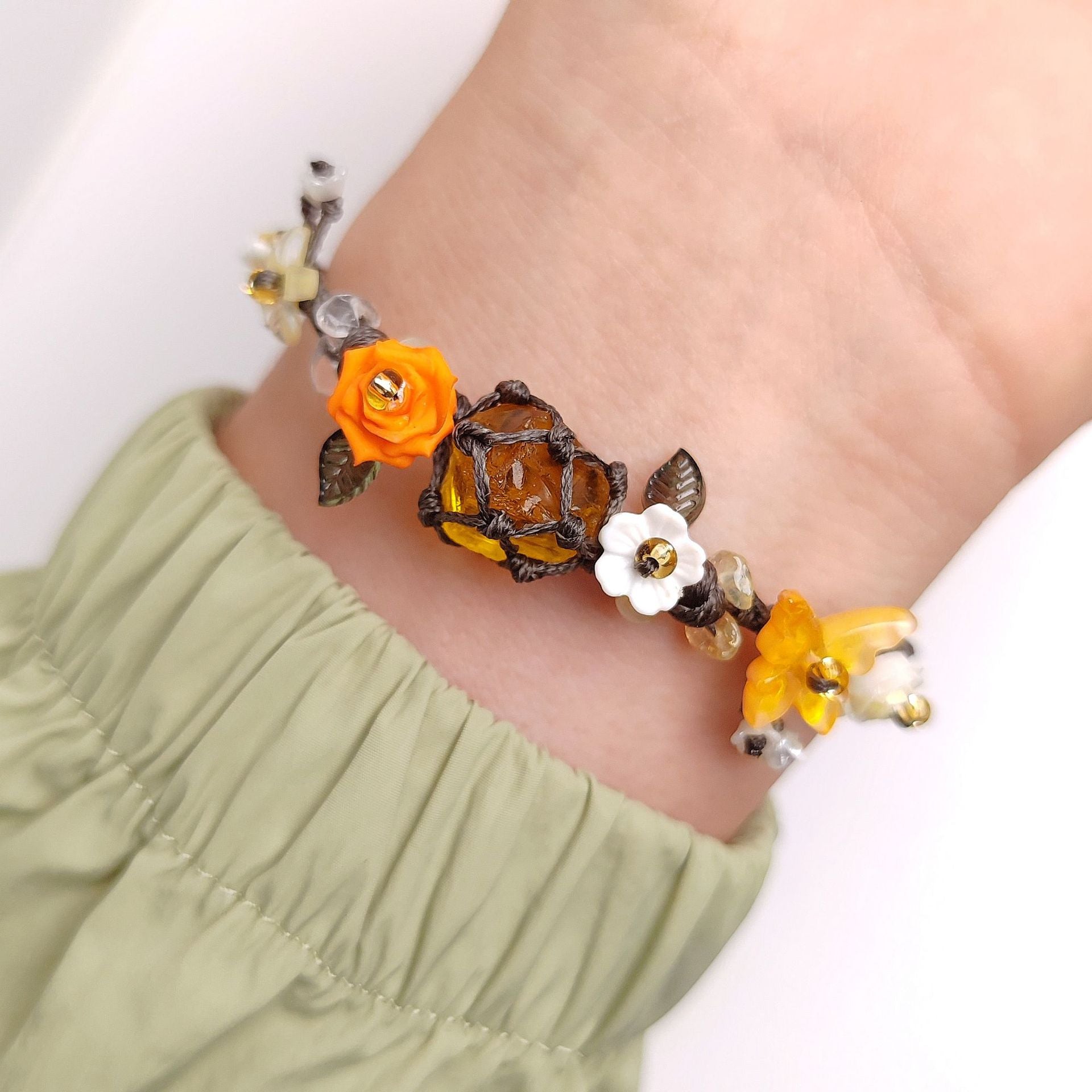 zensoullab Little Spring Day Heavy Craft Synthetic Crystal Braided Bracelet Original Design Bracelet