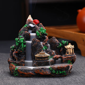 zensoullab Large Backflow Incense Burner Mountain Water Purple Aura Resin Craft Personalized Ornament Agarwood Sandalwood Chinese Incense Tube