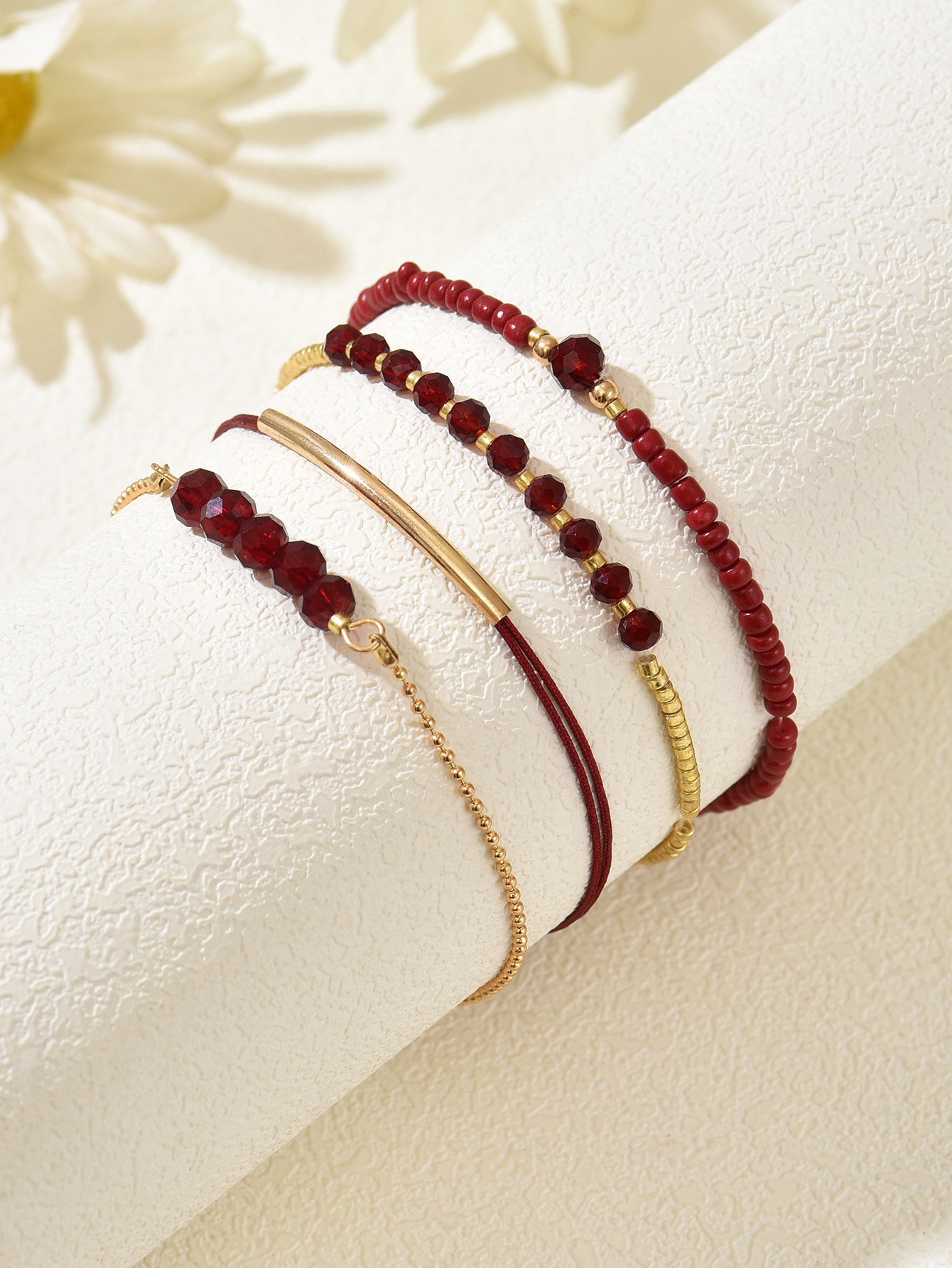 zensoullab Bohemian Vacation Style Glass Crystal Beaded Bracelet for Women Ethnic Style Stackable Elastic Bracelet