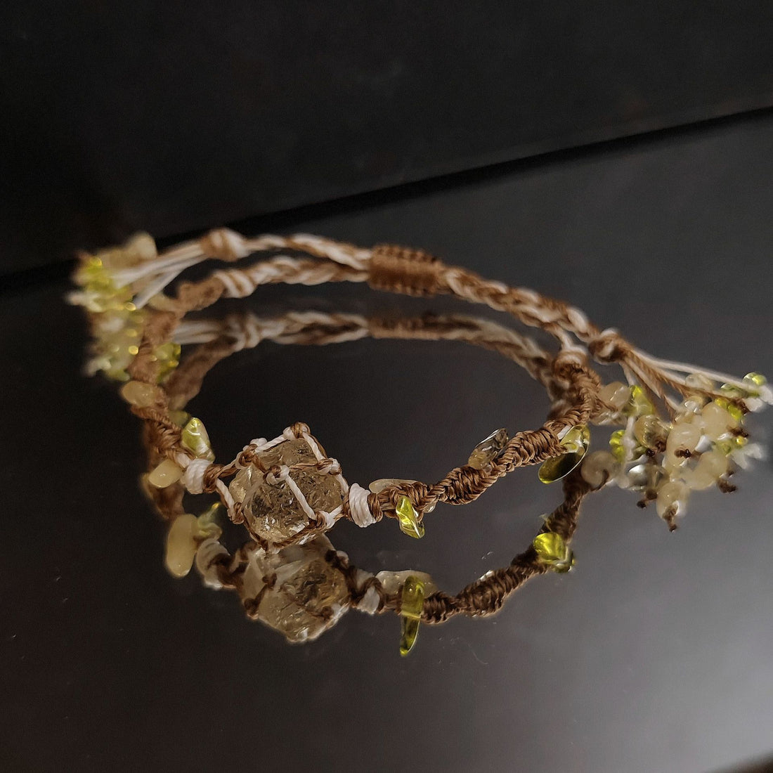zensoullab Moonlight Catcher Hot-Selling Artificial Yellow Crystal Handmade Braided Rope Bracelet