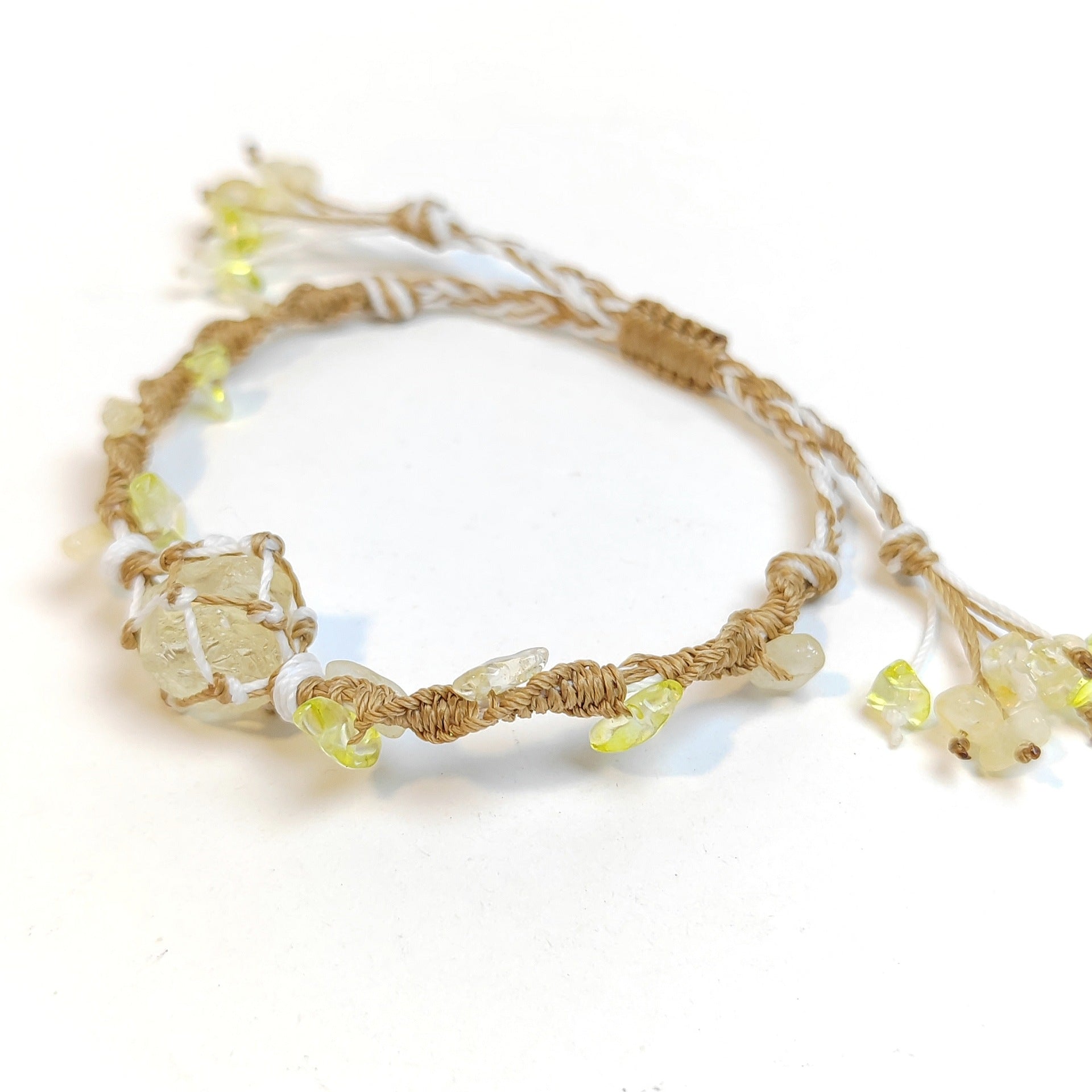zensoullab Moonlight Catcher Hot-Selling Artificial Yellow Crystal Handmade Braided Rope Bracelet
