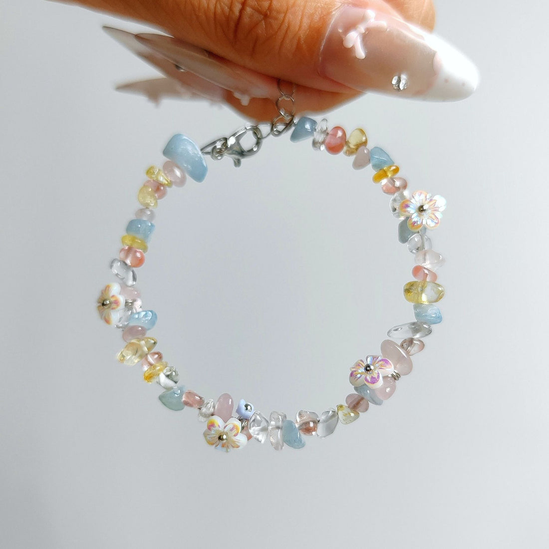 zensoullab Spring and Flower Field Dopamine Colorful Crystal Flower Bracelet