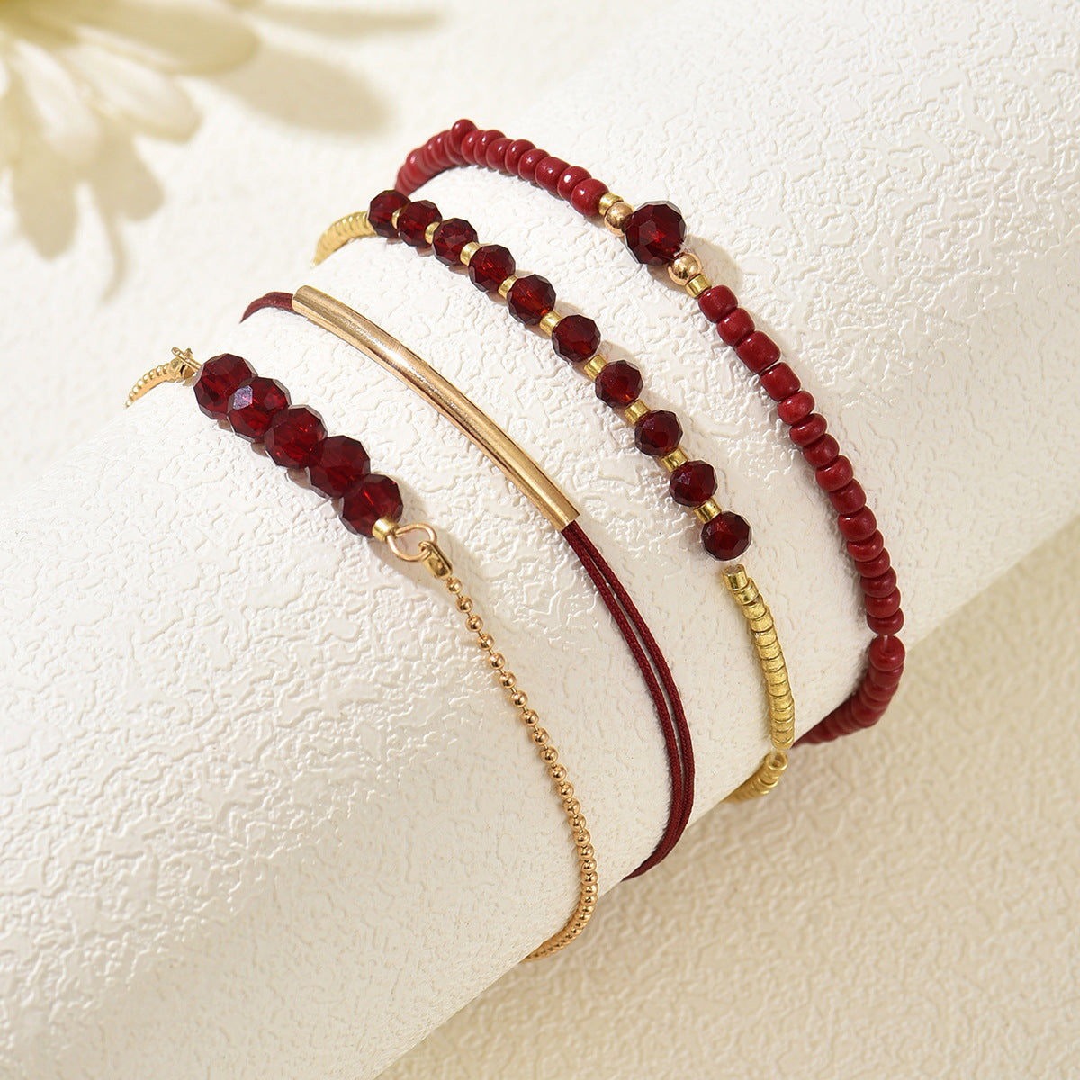 zensoullab Bohemian Vacation Style Glass Crystal Beaded Bracelet for Women Ethnic Style Stackable Elastic Bracelet