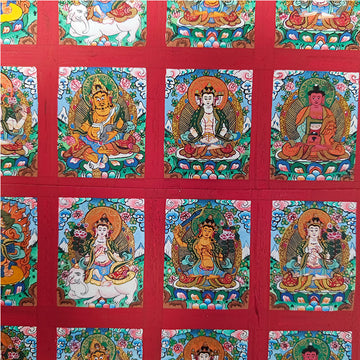 zensoullab Nepal Hand-painted Zodiac Buddha Guardian Buddha Thangka Manjushri Yellow God of Wealth Green Tara Samantabhadra Small Thangka Pendant