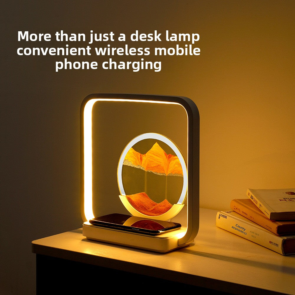 zensoullab Wireless Charging Flowing Sand Painting Table Lamp Home Living Room Bedroom Atmosphere Decorative Lamp USB Plug-in Desktop Zen Meditation Ornament Night Light