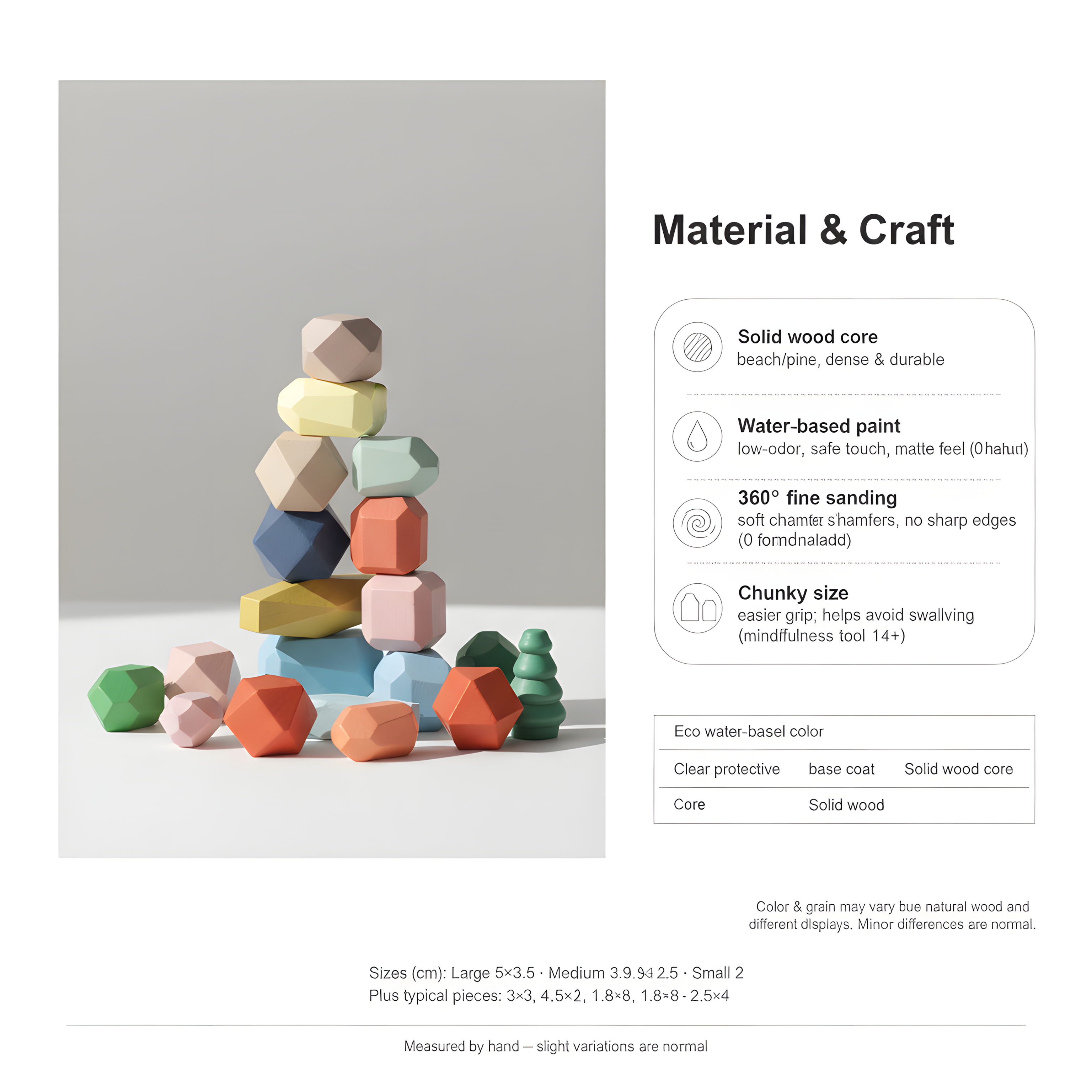 Mindful Stacking Stones – Solid Wood Zen Desk Décor | 3–10 Minute Visual Focus Practice (14+)