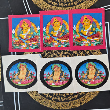 zensoullab Yellow God of Wealth Hand-painted Small Thangka Nepal Pure Hand-painted Square Round Tibetan Thangka Zodiac Guardian Pendant