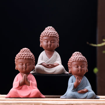 zensoullab Premium Handmade Purple Clay Buddha Tea Pet Tea Ceremony Tea Tray Accessories Car Dashboard Decoration Home Zen Ornament