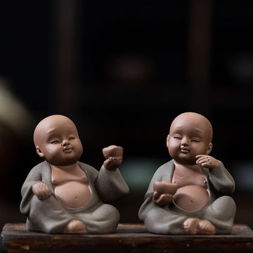 zensoullab Purple Clay Can Raise Tea Pets Little Monk Zen Ornament Tea Room Tea Tabletop Small Decoration Tea Play Figure Handicraft