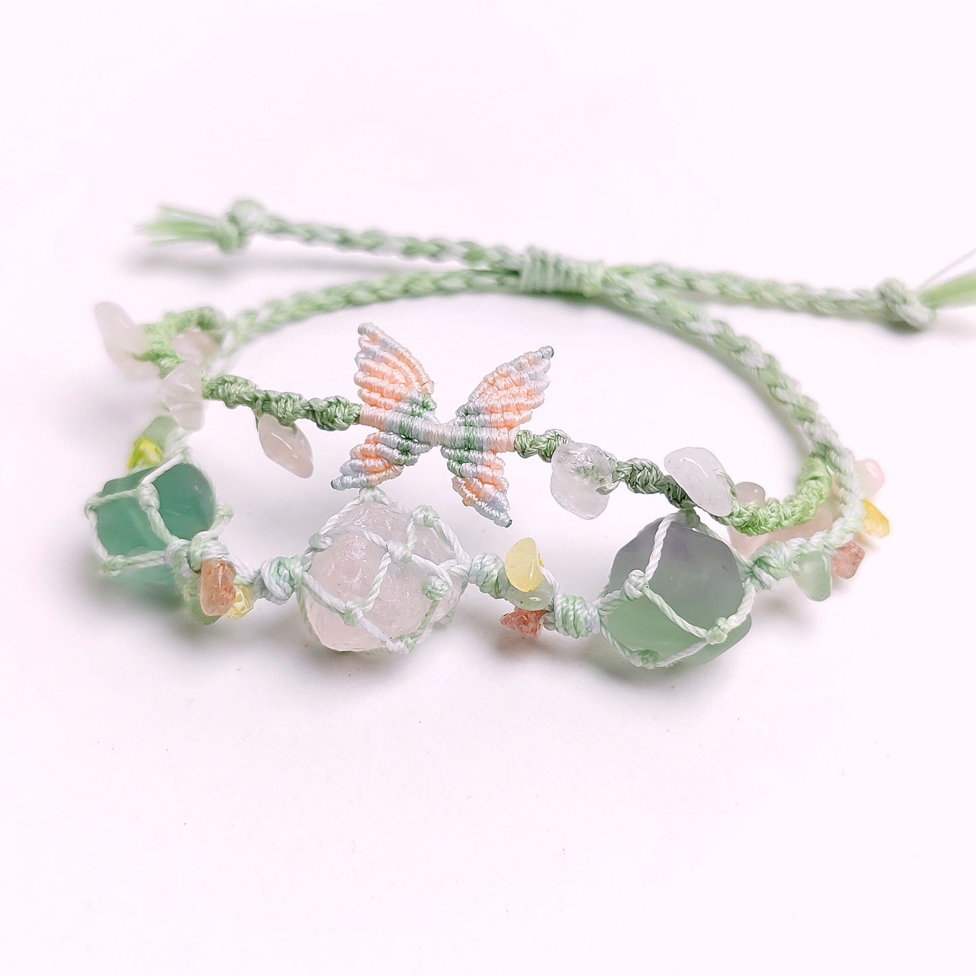 zensoullab Butterfly Stone Secret Double Layer Woven Pink Crystal Bracelet Natural Stone Heavy Craft Hot Style Fresh Versatile Gift for Friends