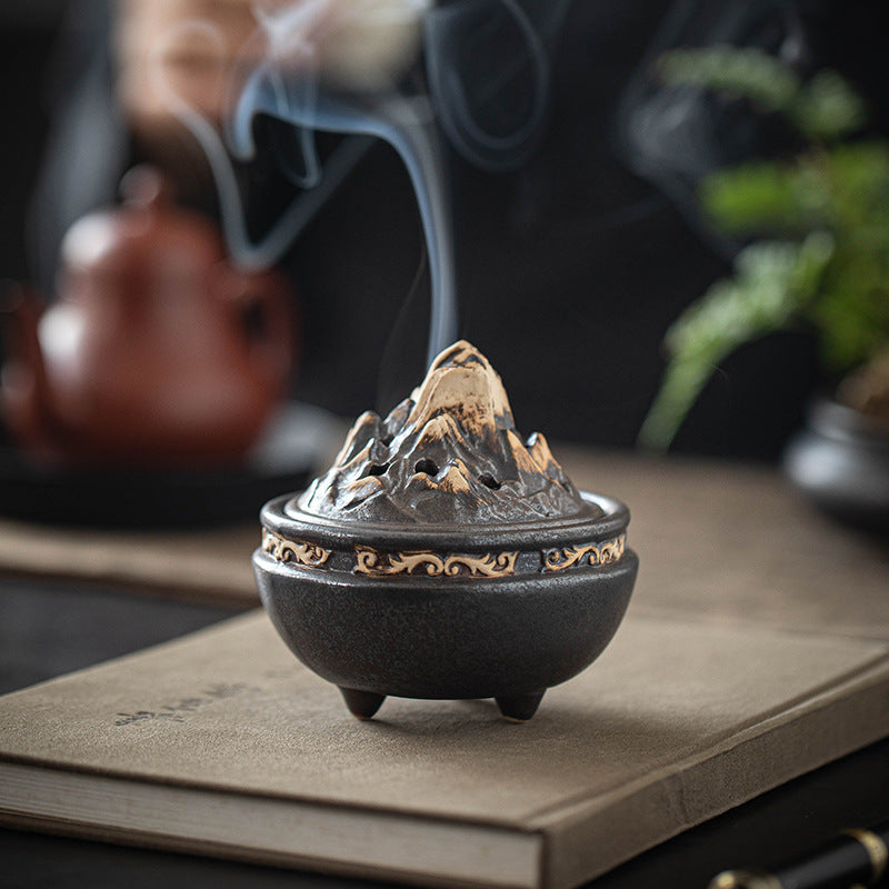 zensoullab Boshan Ceramic Incense Burner for Home Indoor Small Sandalwood Agarwood Incense Burner Zen Tea Room Incense Incense Seal Tower Incense Burner