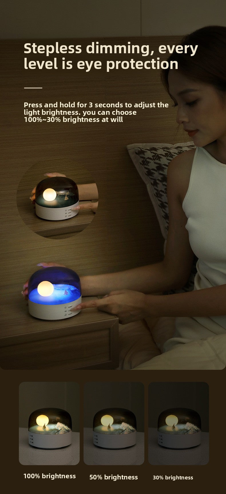 zensoullab Creative Crescent Bluetooth Speaker Night Light Multi-Functional Warm and Cool Light Bedside Stepless Dimming Minimalist Meditation Lamp
