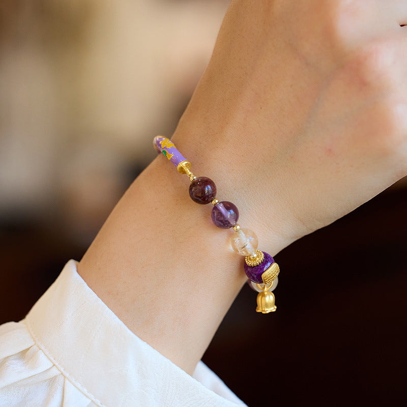 zensoullab Natural Purple Phantom Crystal Bracelet for Women Purple Lily Half Bracelet Nine Purple Fire Half Chain