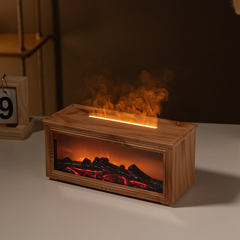 zensoullab Retro Fireplace Flame Humidifier 3D Simulation Fireplace Flame Aromatherapy Machine Home Desktop Aromatherapy Machine