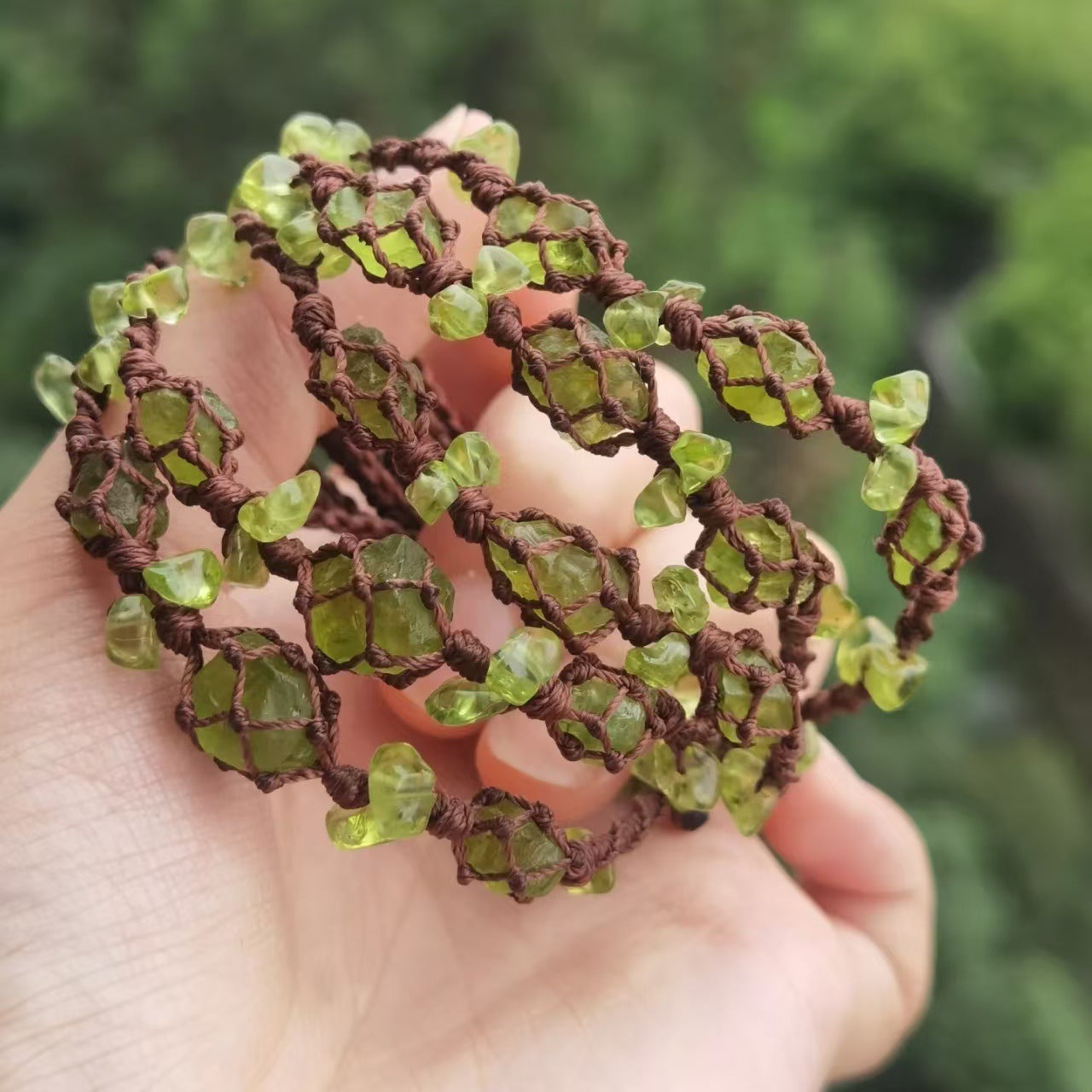 zensoullab Green Forest Fairy Garland Forest Style Handmade Crystal Peridot Bracelet