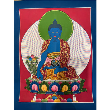zensoullab Nepal Hand-painted Yellow God of Wealth Green Tara Manjushri Four-armed Guanyin Medicine Buddha Buddha Statue Thangka Table Decoration Hanging Painting