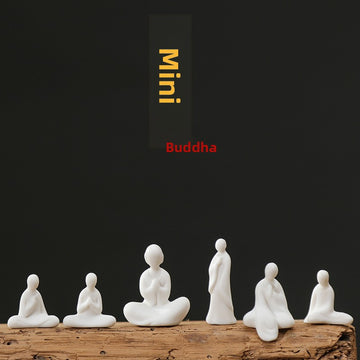 zensoullab Mini Extra Small Zen Ceramic Formless Buddha Microscopic Bonsai Fish Tank Tea Tray Accessories Little Monk Home Decoration