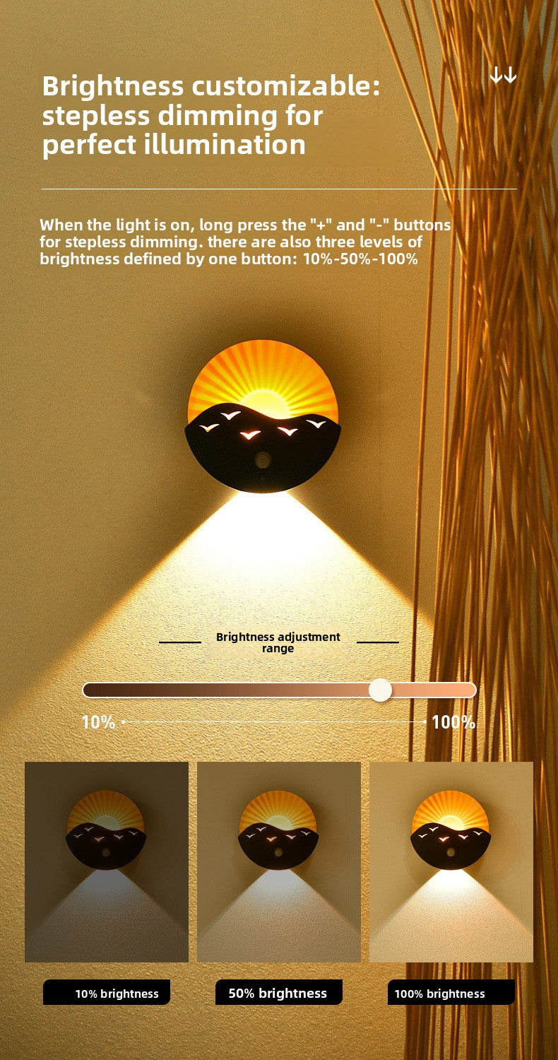 zensoullab Sunrise on the Sea Human Body Sensor Lamp USB Charging Magnetic Wall Lamp Remote Control Timer Stepless Dimming LED Night Light