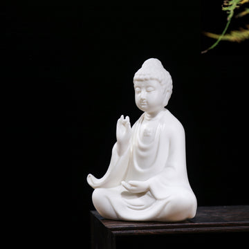 zensoullab Ceramic Western Three Saints Buddha Statue Ornament for Home Living Room Shakyamuni Buddha Guanyin Bodhisattva Ksitigarbha Entrance Decoration