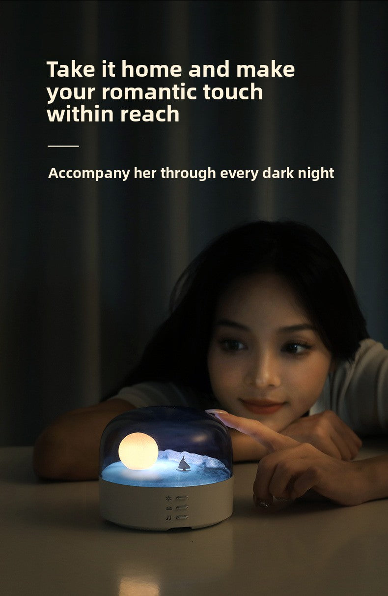 zensoullab Creative Crescent Bluetooth Speaker Night Light Multi-Functional Warm and Cool Light Bedside Stepless Dimming Minimalist Meditation Lamp