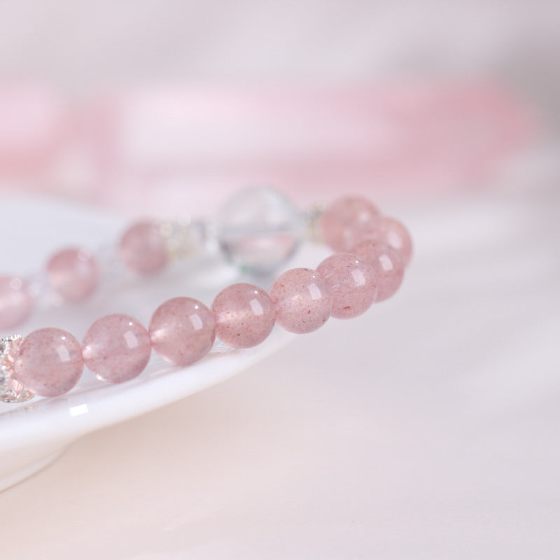 zensoullab8MM Strawberry Crystal Bracelet Peach Blossom Fashion Women's Bracelet Pearl Small Waist Crystal Bracelet